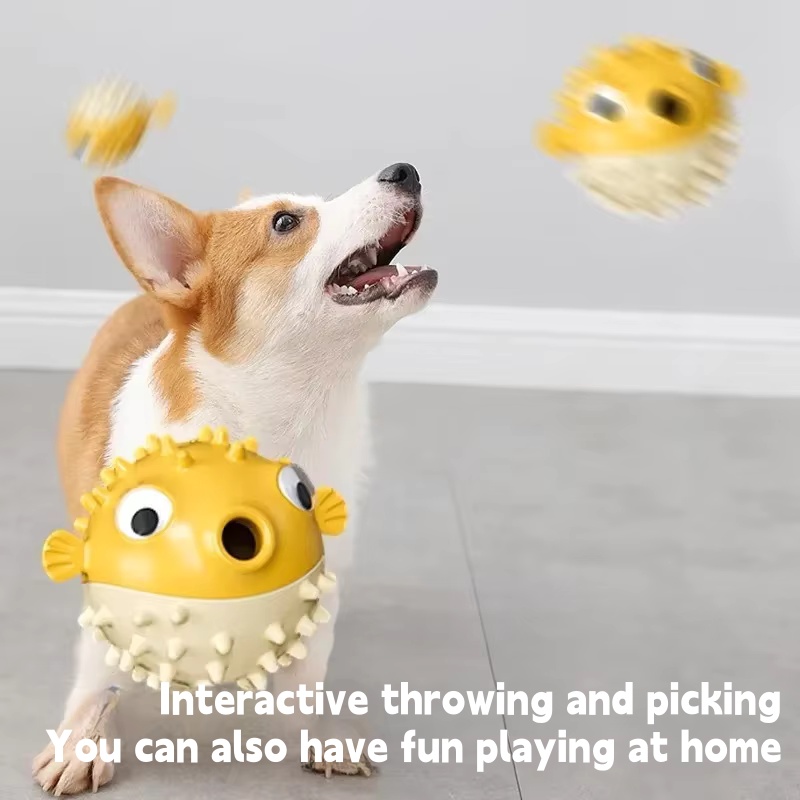Interactive Bouncing Fish Trea - Rubber Treat Dispensing Dog Toy review and price
